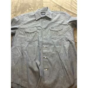 Wrangler Western Pearl Snap Denim‎ Blue Shirt Men’s XL Long Sleeve